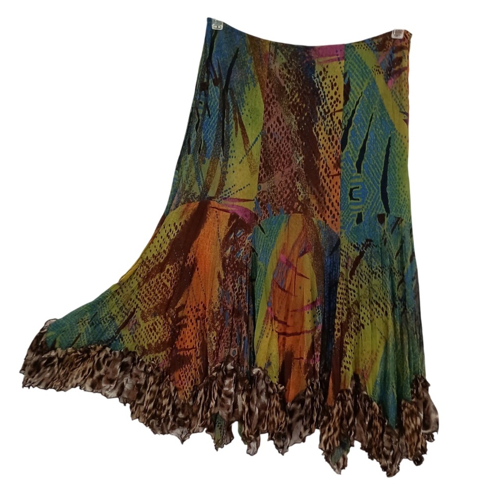Rainbow Multi Color Cheetah Print Alberto Malaki Skirt
